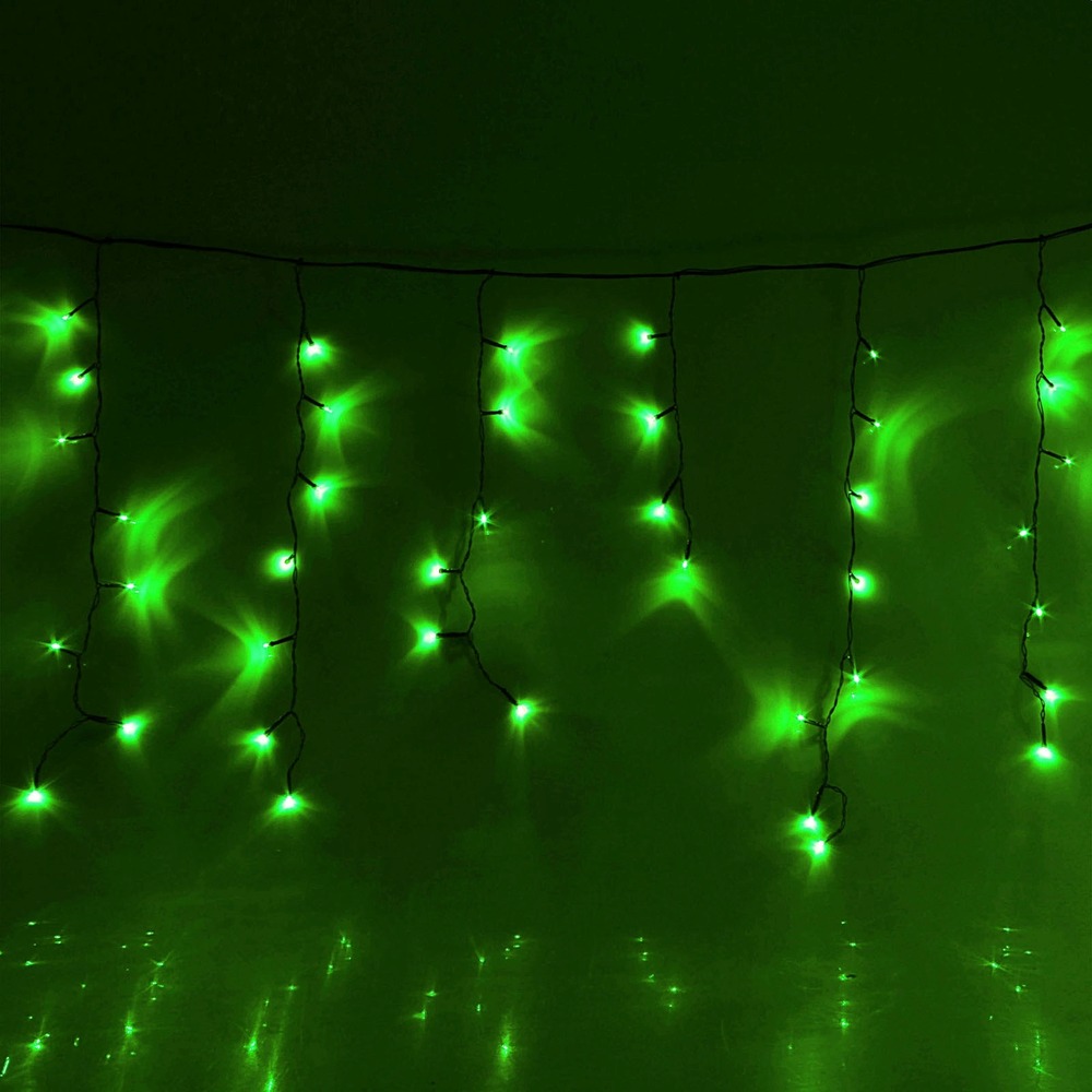 Гирлянда Neon-Night 255-134 Айсикл светодиодный 4.8 х 0.6 м черный провод 220В диоды зеленые