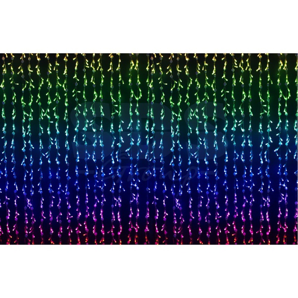 Гирлянда Neon-Night LED - RGB Умный дождь 3,2x3 м, 4 секции*8 нитей 4608 RGB LED IP65 12В 245-339