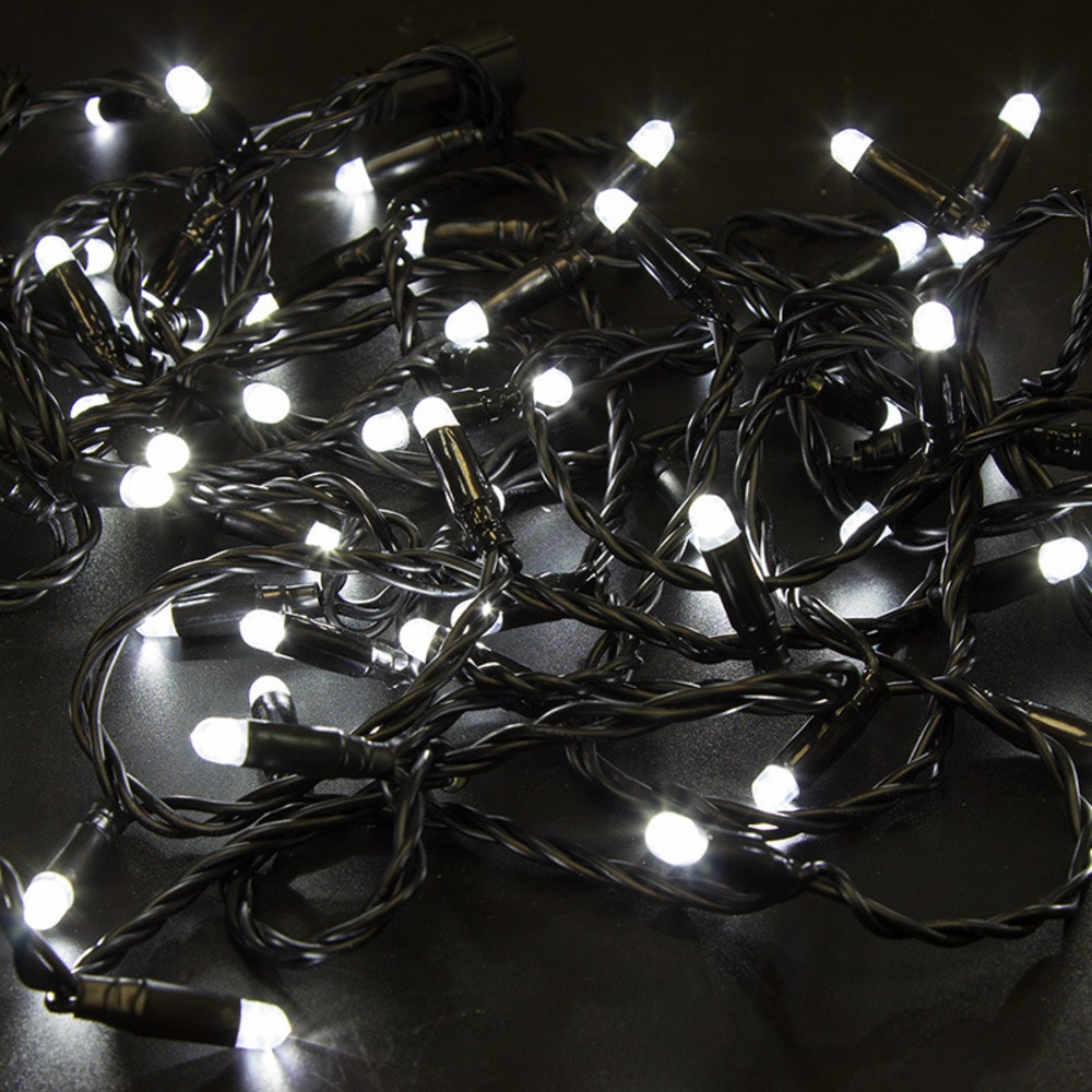Гирлянда Noname 305-214 НИТЬ 10м, черный ПВХ, 100 LED Белые