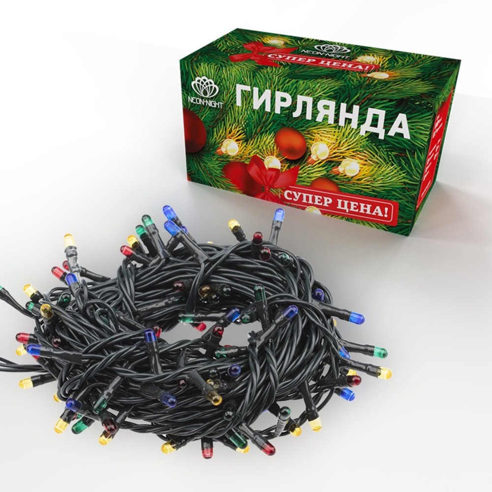 Гирлянда универсальная Neon-Night 303-111 140 ламп МУЛЬТИКОЛОР 6 метров с контроллером