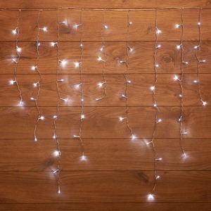 Гирлянда светодиодная "Бахрома" Neon-Night 255-065 3*0,8 м 200 LED БЕЛЫЕ, прозрачный ПВХ