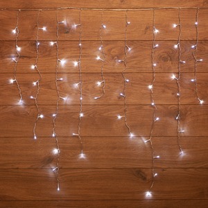 Гирлянда светодиодная Бахрома Neon-Night 255-065 3*0,8 м 200 LED БЕЛЫЕ, прозрачный ПВХ