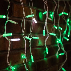 Гирлянда Neon-Night 255-164 Айсикл 4,8х0,6 м, с эффектом мерцания, белый ПВХ, 176LED, цвет Зелёный, 230В