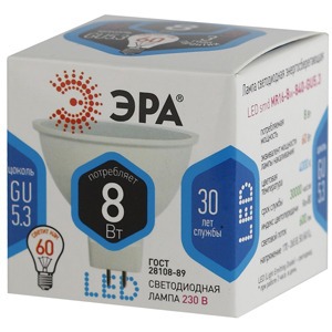 Лампа ЭРА LED smd MR16-8w-842-GU5.3