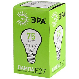Лампа ЭРА А55/А50-75-230-E27-CL