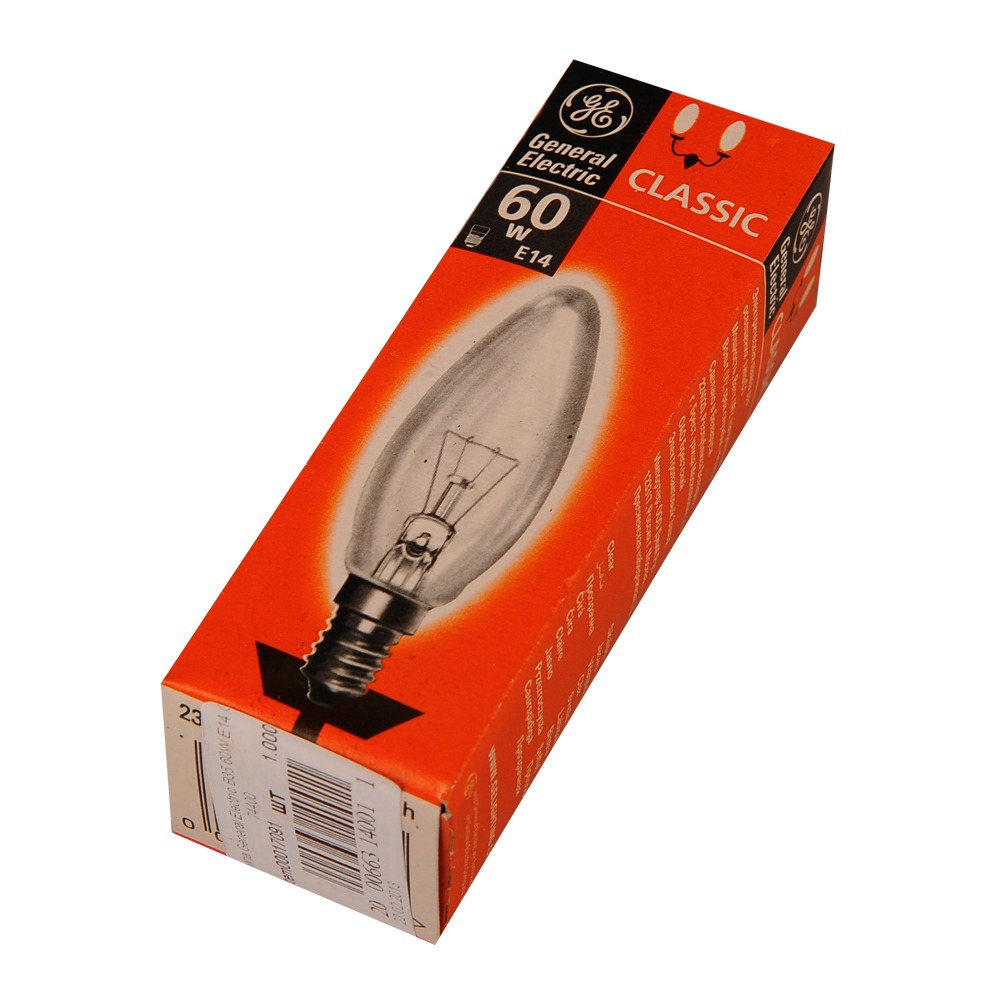 Лампа General Electric Брест B35 свеча 60W 230V E14 CL 74400