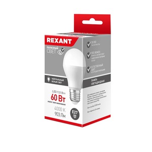 Лампа светодиодная Rexant 604-002 A60 9,5 Вт E27 903 лм 4000 K нейтральный свет, 10шт