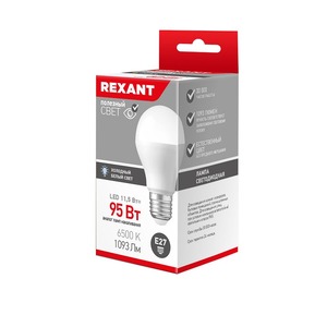 Лампа светодиодная Rexant 604-005 A60 11,5 Вт E27 1093 лм 6500 K холодный свет, 10шт