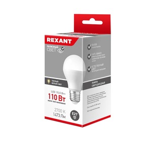 Лампа светодиодная Rexant 604-008 A60 15,5 Вт E27 1473 лм 2700 K теплый свет, 10шт