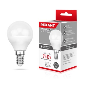 Лампа светодиодная Rexant 604-037 Шарик (GL) 9,5 Вт E14 903 лм 2700 K теплый свет, 10шт