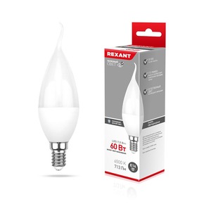 Лампа светодиодная Rexant 604-047 Свеча на ветру (CW) 7,5 Вт E14 713 лм 6500 K холодный свет, 10шт