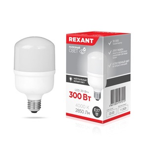 Лампа светодиодная Rexant 604-149 высокомощная 30 Вт E27 с переходником на E40 2850 Лм 4000 K нейтральный свет