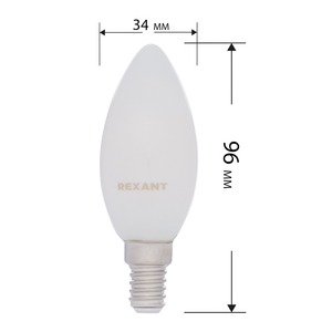 Лампа филаментная Rexant 604-096 Свеча CN35 9.5 Вт 915 Лм 4000K E14 матовая колба, 10шт