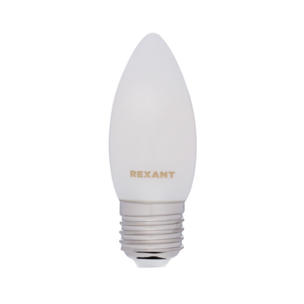 Лампа филаментная Rexant 604-097 Свеча CN35 9.5 Вт 915 Лм 2700K E27 матовая колба, 10шт