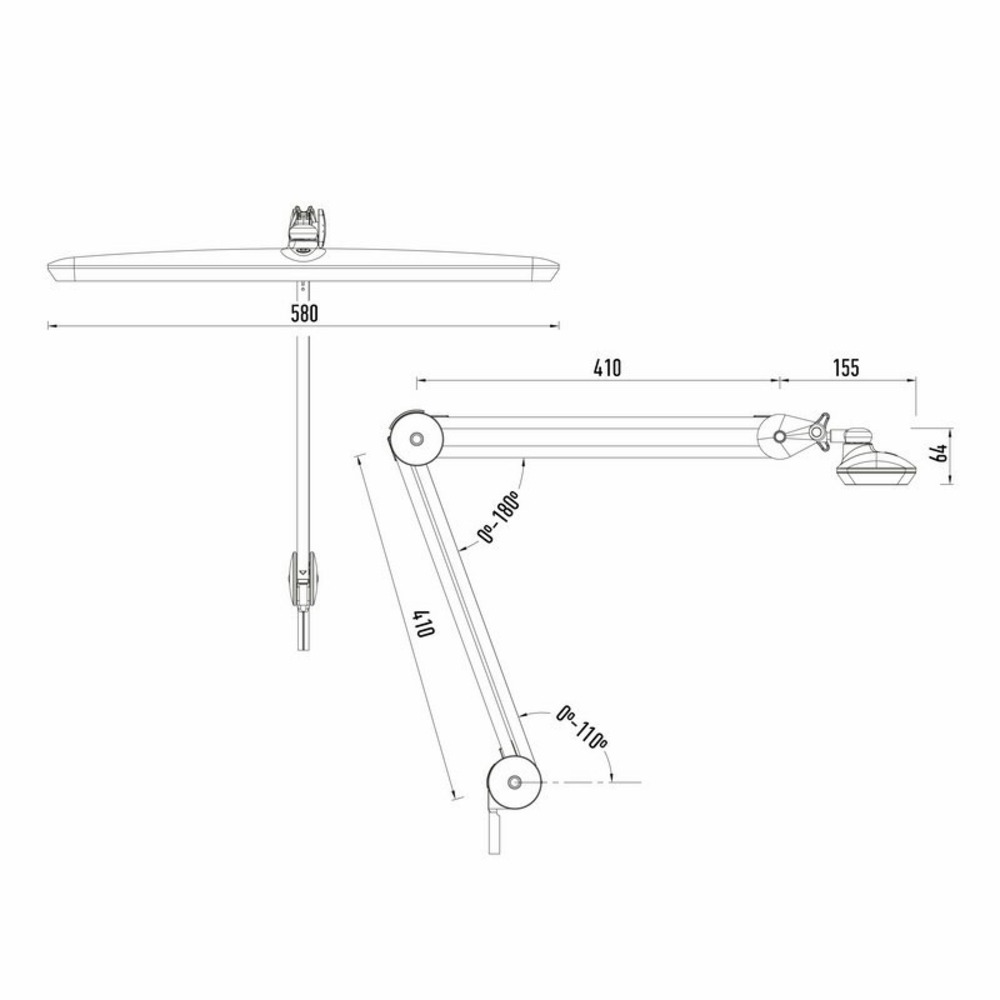 Лампа настольная бестеневая Rexant 31-0409 струбцина, Blue Stream, 117 SMD LED, диммер (4 уровня), белая