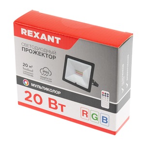 Прожектор Rexant 605-011 светодиодный с пультом дистанционного управления 20 Вт, цвет свечения мультиколор (RGB)