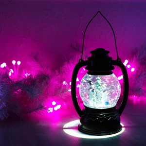 Декоративный фонарь Neon-Night 501-061 с эффектом снегопада и подсветкой Снеговики, Белый