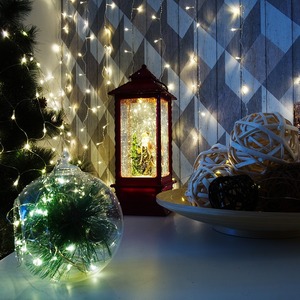 Декоративный фонарь Neon-Night 501-062 с эффектом снегопада и подсветкой Дед Мороз, ТЕПЛЫЙ БЕЛЫЙ