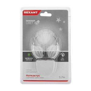 Ночник светодиодный Rexant 75-0315 НОТКАКТУС зеленое свечение, 230 В