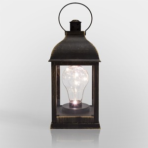 Декоративный фонарь с лампочкой Neon-Night 513-053 бронзовый корпус, размер 10.5х10.5х22,5 см, цвет ТЕПЛЫЙ БЕЛЫЙ