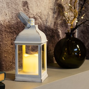 Декоративный фонарь со свечкой Neon-Night 513-054 белый корпус, размер 10.5х10.5х22,35 см, цвет ТЕПЛЫЙ БЕЛЫЙ