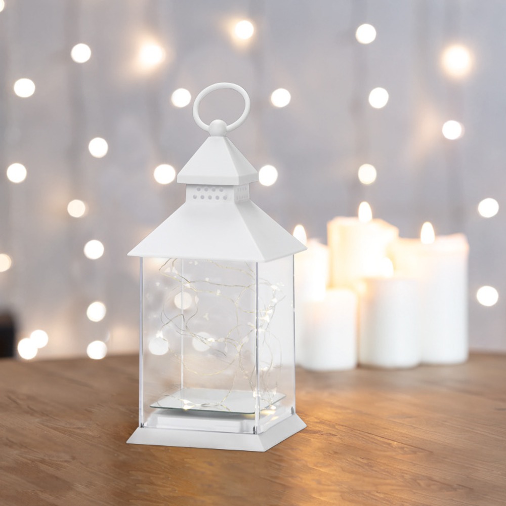 Декоративный фонарь с росой Neon-Night 513-050 белый корпус, размер 10,7х10,7х23,5 см, цвет теплый белый