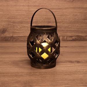 Декоративный фонарь со свечкой Neon-Night 513-055 плетеный корпус, бронза, размер 14х14х16,5 см, цвет теплый белый