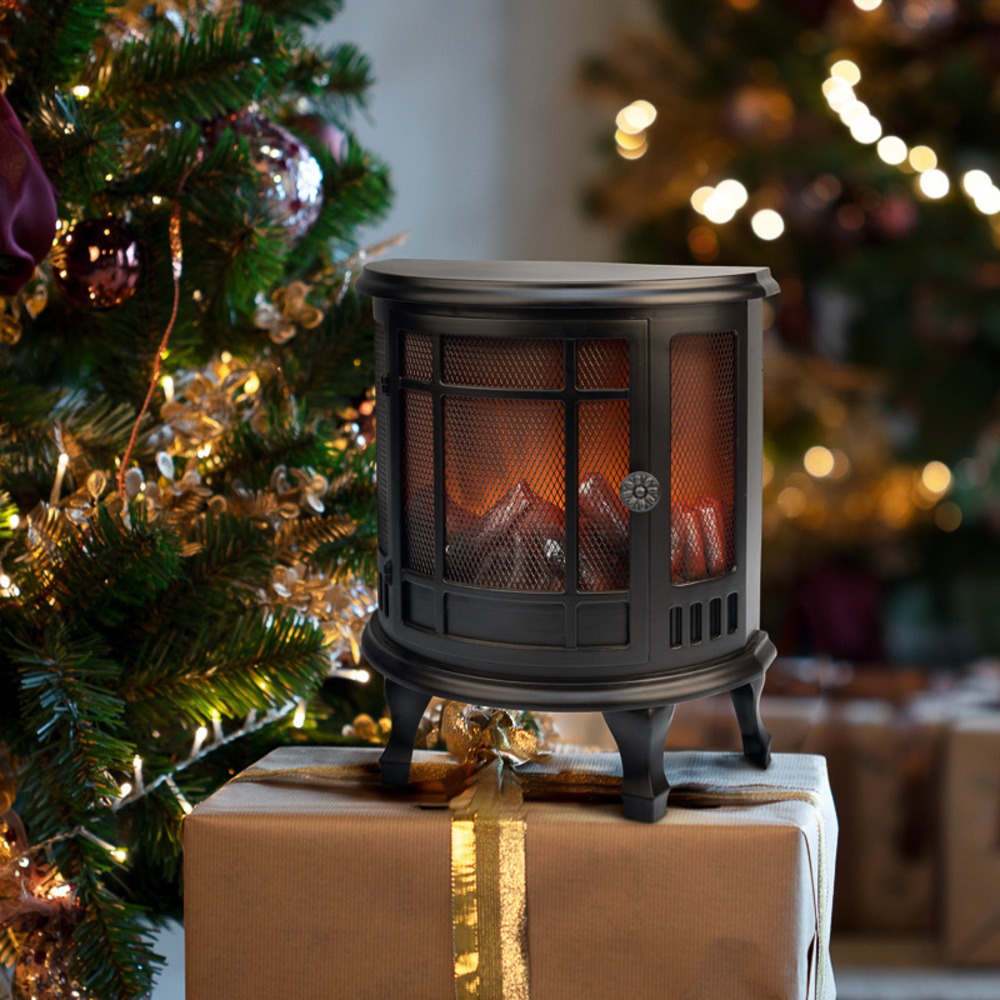 Светодиодный камин Neon-Night 511-022 «Винтаж мини» с эффектом живого огня 24.8х12.7х30 см, батарейки 3хС с USB, черный