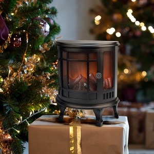 Светодиодный камин Neon-Night 511-022 «Винтаж мини» с эффектом живого огня 24.8х12.7х30 см, батарейки 3хС с USB, черный