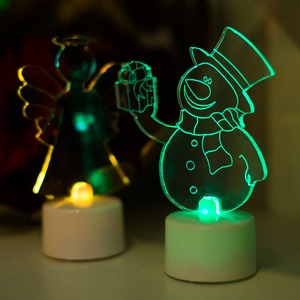 Световая фигура Neon-Night 501-054 Фигура светодиодная на подставке Снеговик с подарком 2D