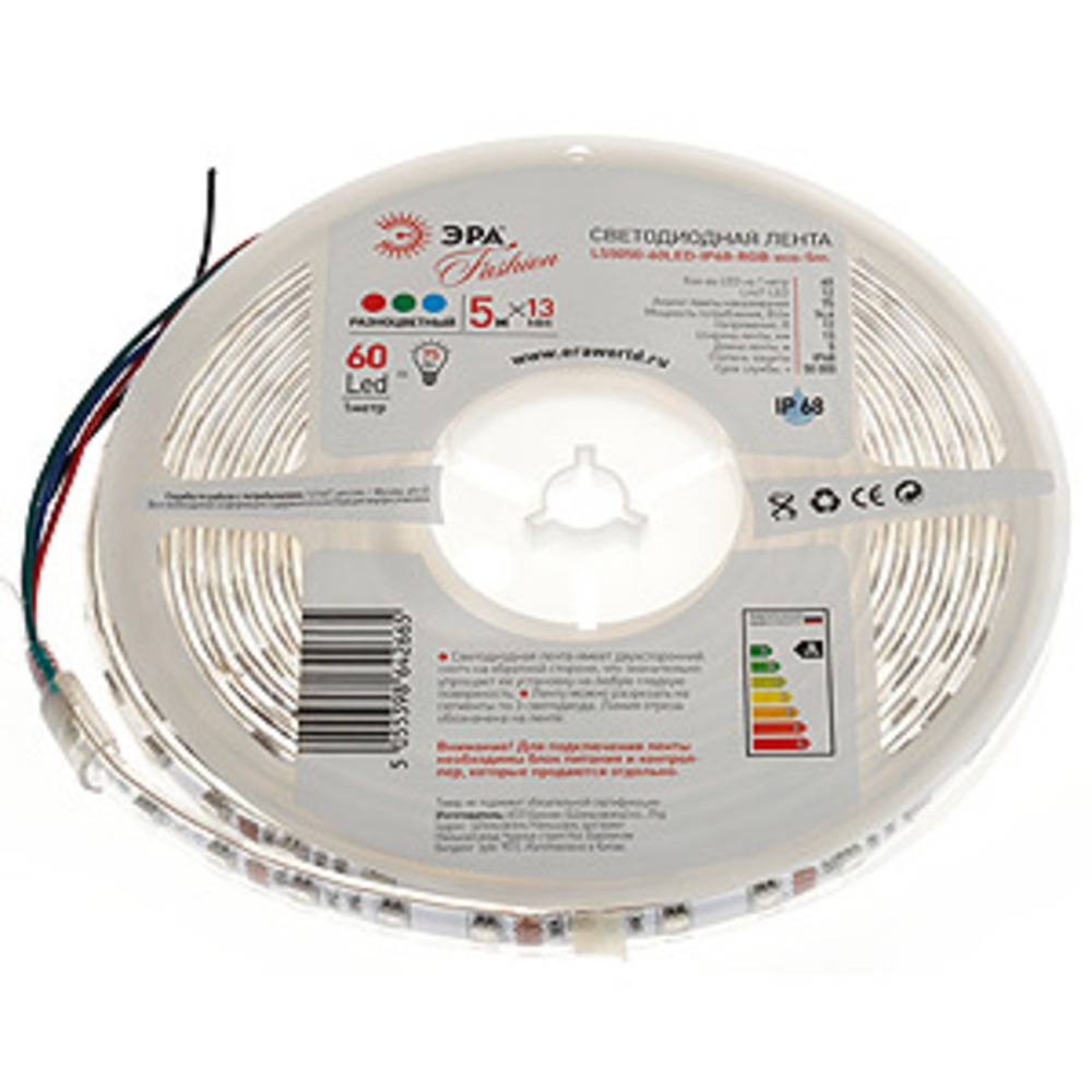 Лента светодиодная ЭРА LS5050-60LED-IP68-RGB-eco-5m