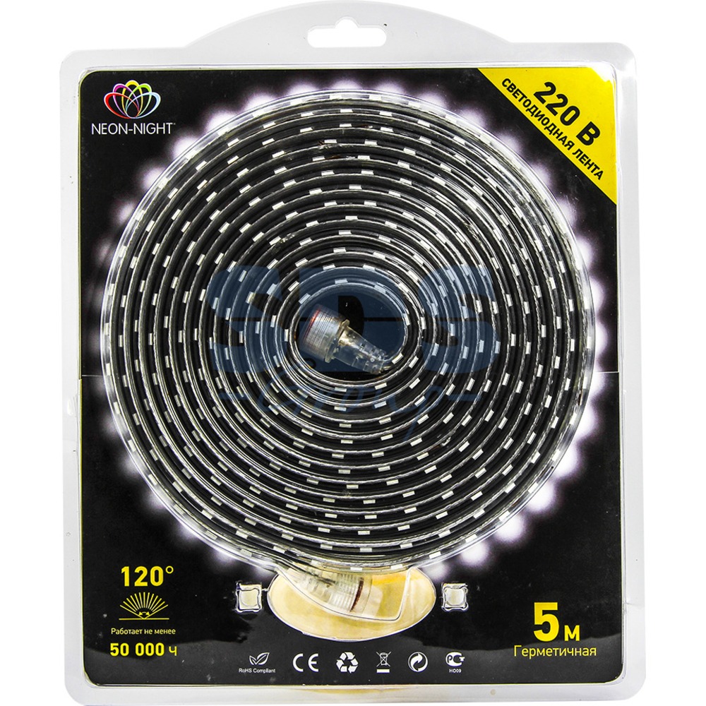 Лента светодиодная Neon-Night 142-103-05 220В, 13*8 мм, IP67, SMD 5050, 60 LED/m Синяя (5 метров)