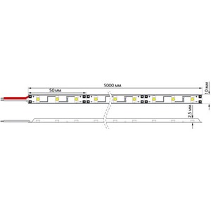 LED лента Lamper 141-331 открытая, 8 мм, IP23, SMD 2835, 60 LED/m, 12 V, цвет свечения красный