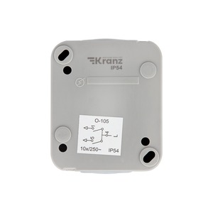 Выключатель двухклавишный Kranz KR-78-0833 Mini OG OG IP54, о/у, серый