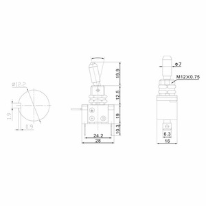 Тумблер Rexant 36-4331 12V 25А (3c) ON-OFF однополюсный  с синей LED подсветкой, 10шт