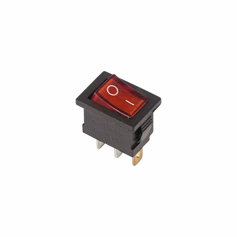 Выключатель клавишный Rexant 36-2150 250V 6А (3с) ON-OFF красный с подсветкой Mini, 10шт