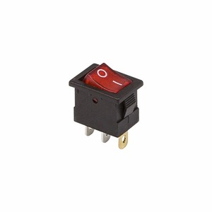 Выключатель клавишный Rexant 36-2170 12V 15А (3с) ON-OFF красный с подсветкой Mini, 10шт