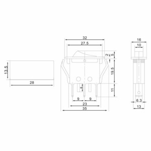 Выключатель клавишный Rexant 36-2225 250V 15А (3с) ON-OFF красный с подсветкой, 10шт