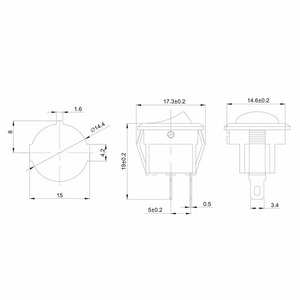 Выключатель клавишный круглый Rexant 36-2510 250V 3А (2с) ON-OFF черный Micro, 10шт