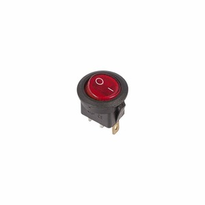 Выключатель клавишный круглый Rexant 36-2570 250V 6А (3с) ON-OFF красный с подсветкой, 10шт