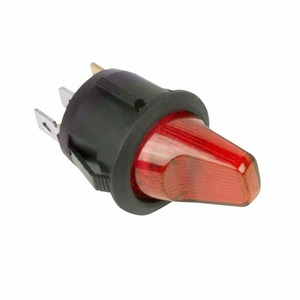 Выключатель клавишный круглый Rexant 36-2590 12V 16А (3с) ON-OFF красный с подсветкой, 10шт