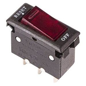 Выключатель - автомат клавишный Rexant 36-2610 250V 15А (3с) RESET-OFF красный с подсветкой, 10шт