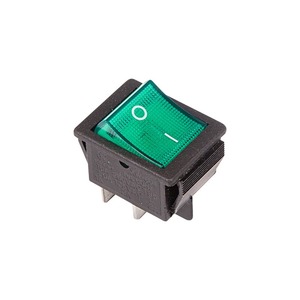 Выключатель клавишный Rexant 06-0304-B 250V 16А (4с) ON-OFF зеленый с подсветкой, 10шт
