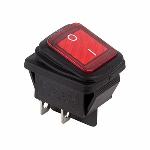 Выключатель клавишный Rexant 06-0307-C 250V 15А (4с) ON-OFF красный с подсветкой ВЛАГОЗАЩИТА, 10шт