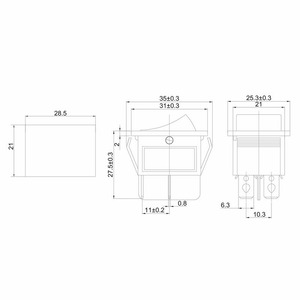 Выключатель клавишный Rexant 36-2380 250V 15А (4с) (ON)-OFFчерный Б/Фикс, 10шт