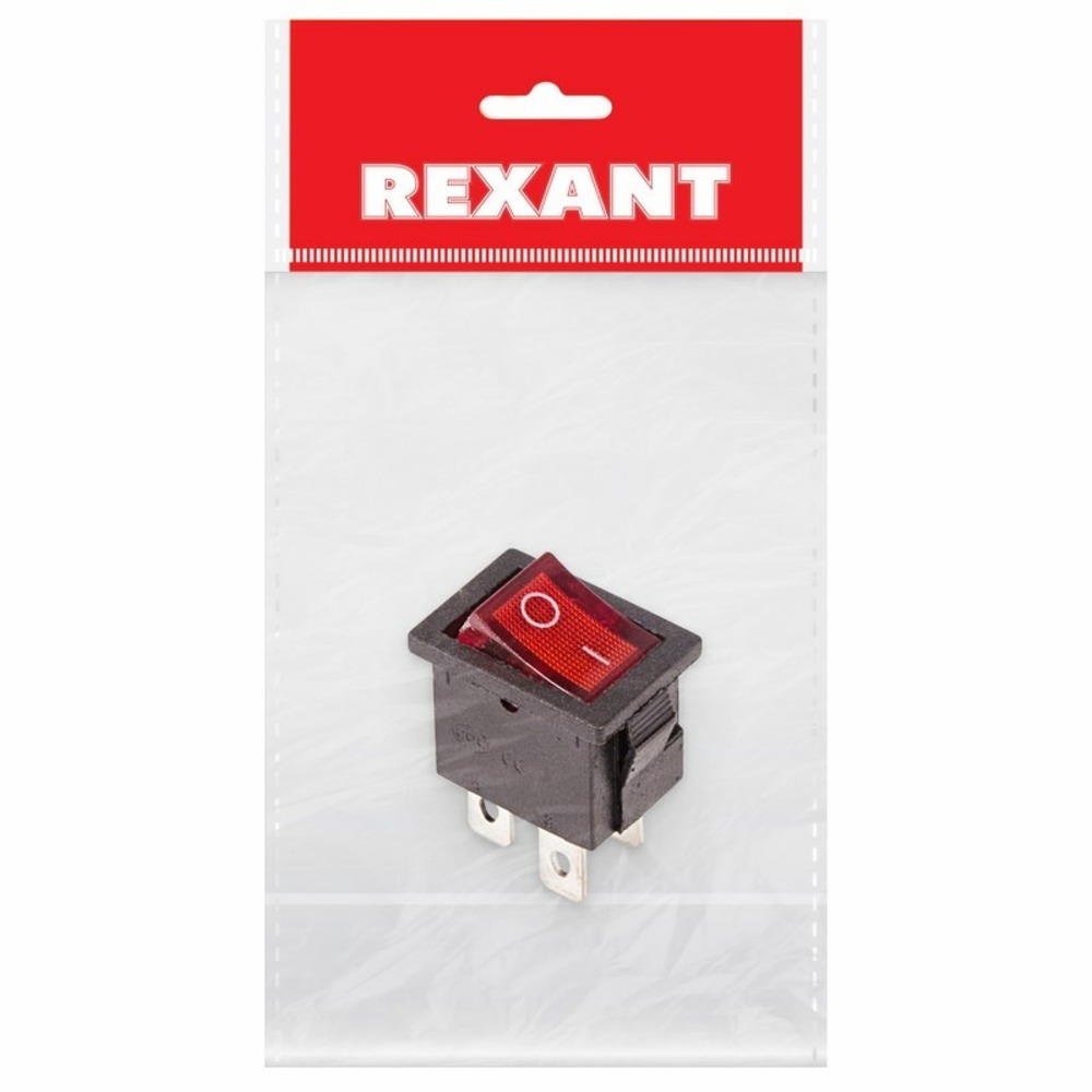 Выключатель клавишный Rexant 36-2190-1 250V 6А (4с) ON-OFF красный с подсветкой Mini, 1шт