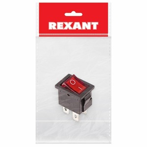 Выключатель клавишный Rexant 36-2190-1 250V 6А (4с) ON-OFF красный с подсветкой Mini, 1шт