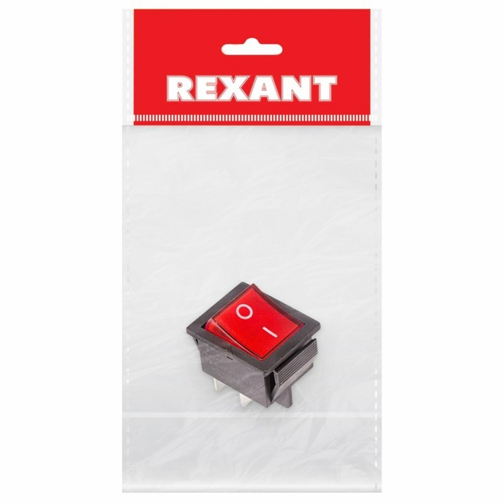 Выключатель клавишный Rexant 36-2330-1 250V 16А (4с) ON-OFF красный с подсветкой, 1шт