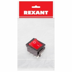 Выключатель клавишный Rexant 36-2350-1 250V 15А (6с) ON-ON красный с подсветкой, 1шт