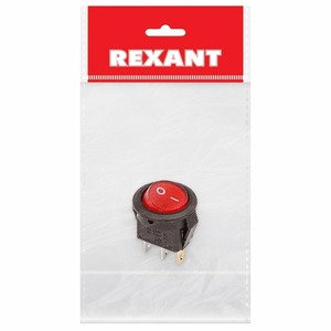 Выключатель клавишный круглый Rexant 36-2530-1 250V 3А (3с) ON-OFF красный с подсветкой Micro, 1шт